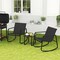 Costway 3 Piece Patio Rocking Set 2 Rocking Bistro Chairs & Glass-Top Table for Porch